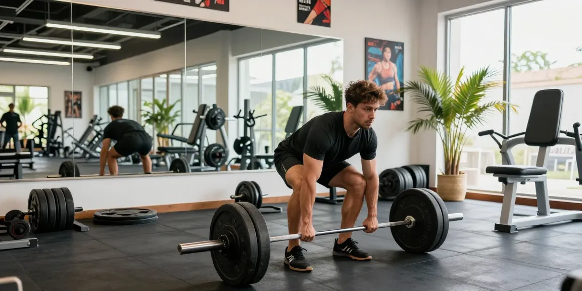 Selliza Shop: Athlet beim Gewichtheben in modernem Fitnessstudio
